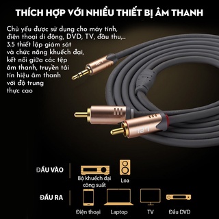 Dây tín hiệu đầu 3 li 3.5 ra 2 đầu bông sen JSJ 3322 dây av dài 1.8m - 5m kết cấu mềm mại đầu nối mạ vàng