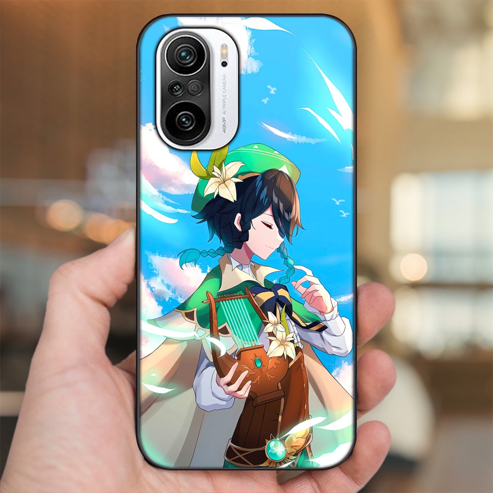Ốp lưng Xiaomi K40 viền đen in hình Venti Genshin Impact