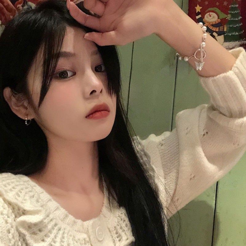 Ốp Vòng Tay Đính Ngọc Trai Phong Cách Retro Hàn Quốc nữ