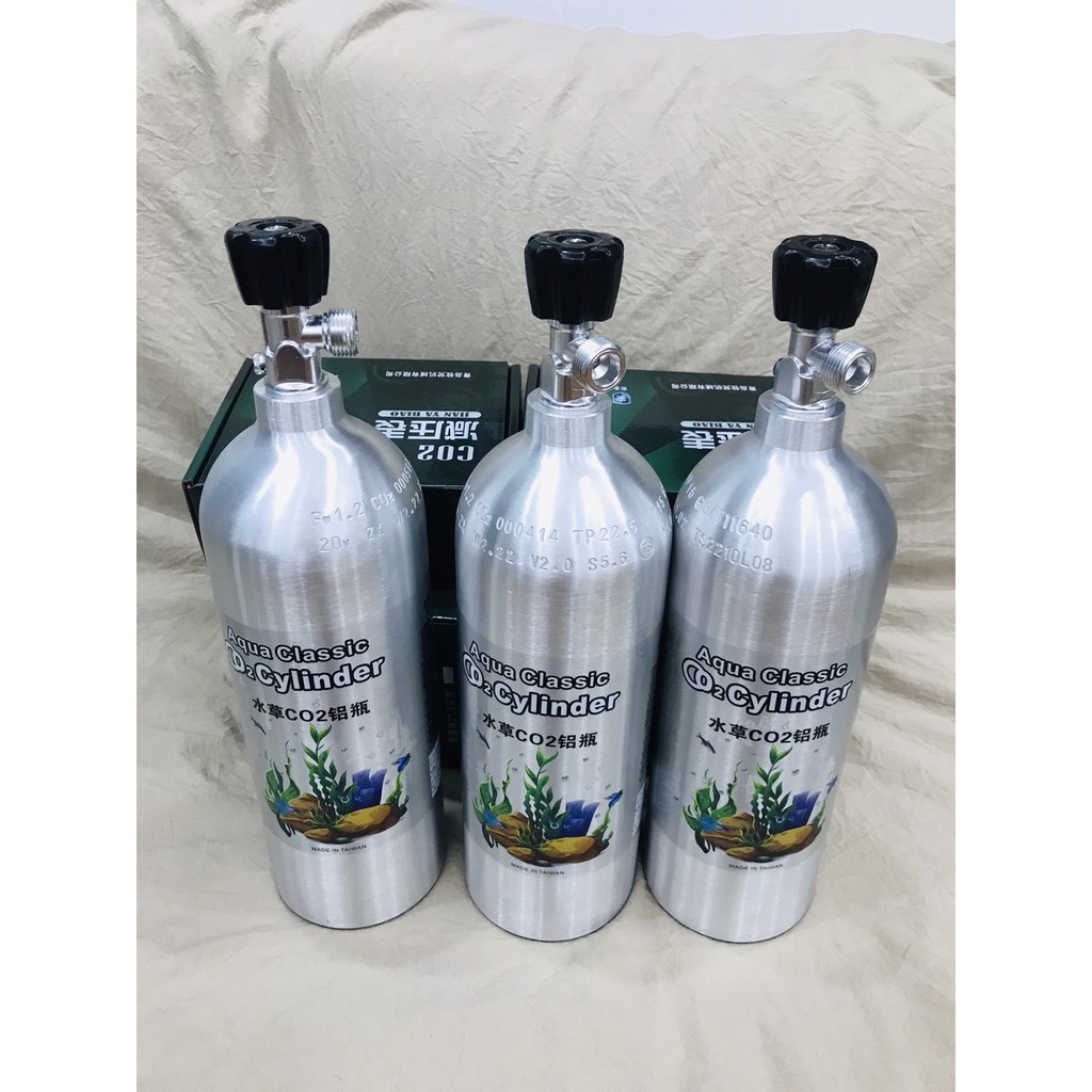 Bình nhôm C02 Thủy sinh NEW 100% FULL KHÍ, dung tích 2L bền, đẹp, an toàn tuyệt đối.