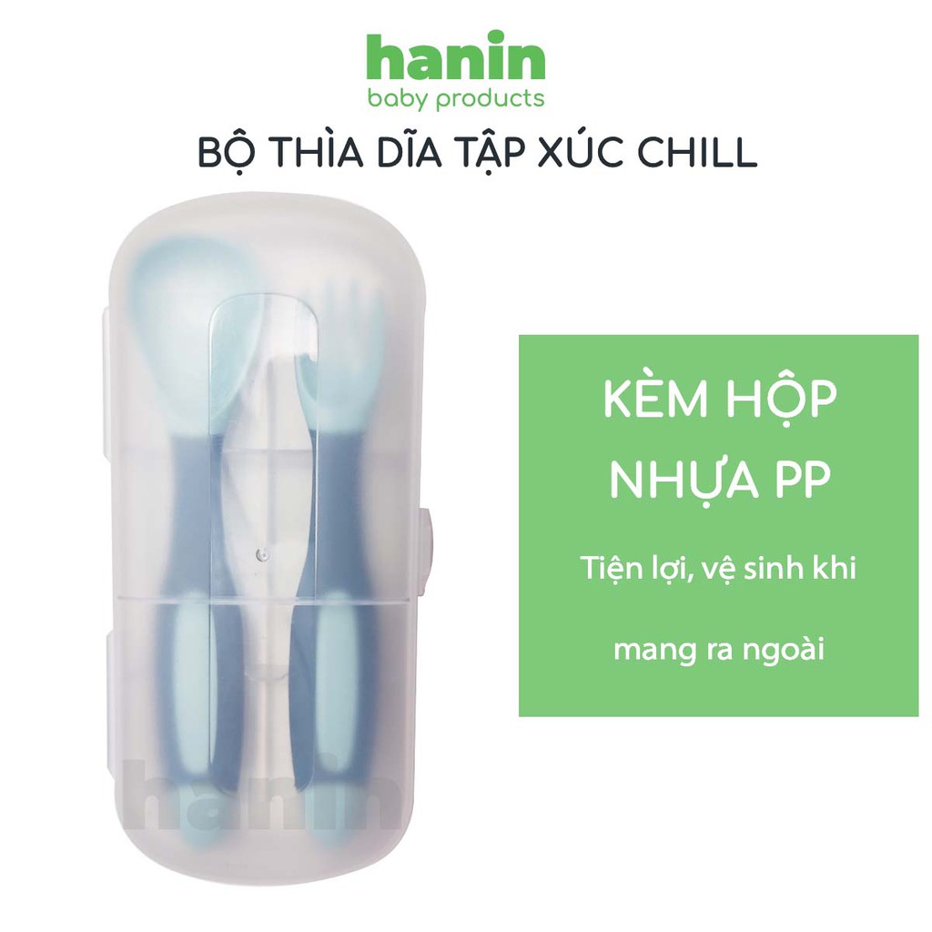 Bộ thìa dĩa ăn dặm uốn dẻo CHILL cho bé tập xúc Hanin Baby - Thiết kế thông minh, chất liệu an toàn