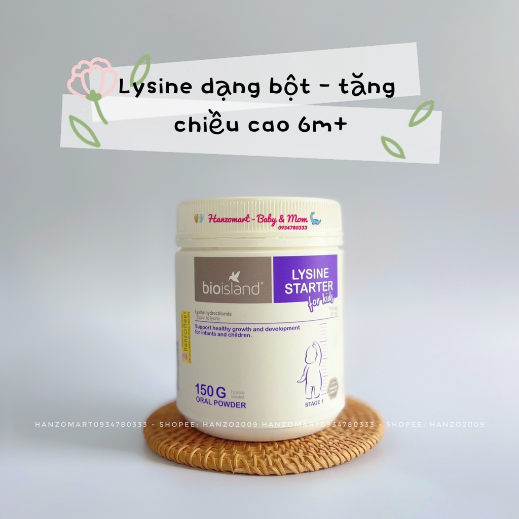 Lysine bột tăng khả năng hấp thụ canxi và chiều cao cho trẻ từ 7 tháng tuổi Bio Island Úc [Date 2024]