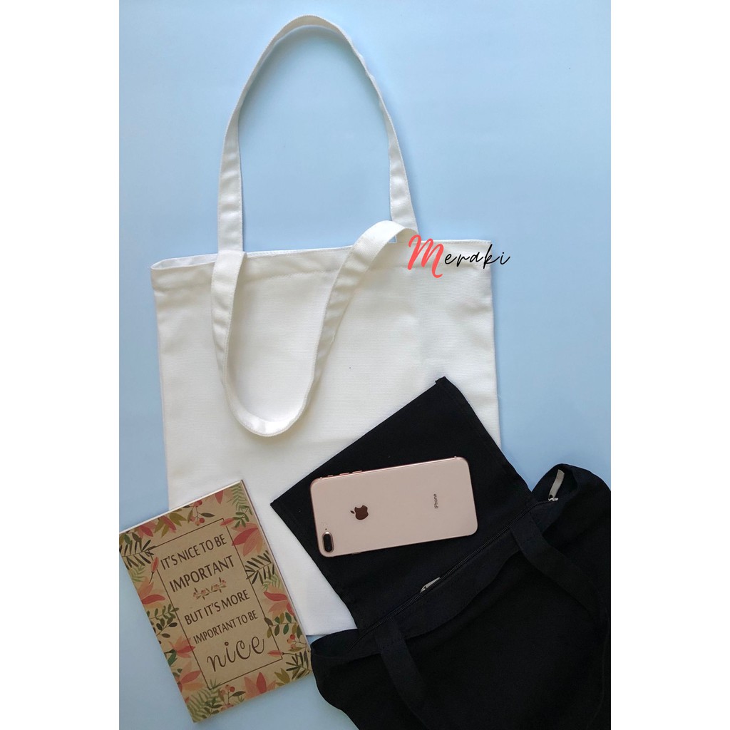 Túi Tote Vải Canvas Trơn Có 4 Màu