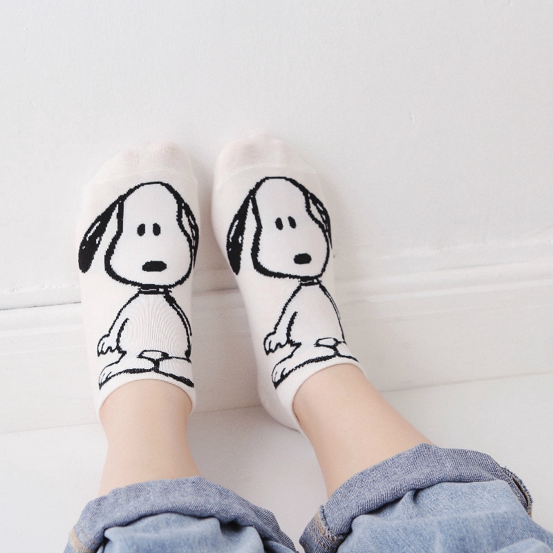 [Mã FASHIONCB194 giảm 10K đơn bất kỳ ] Vớ cổ thấp in họa tiết hoạt hình Snoopy dễ thương thời trang cho nam và nữ