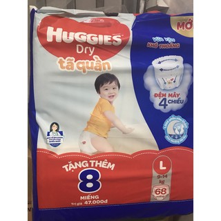 Bỉm huggies Quần m74/L68/xl62/xxl56-mẫu mới