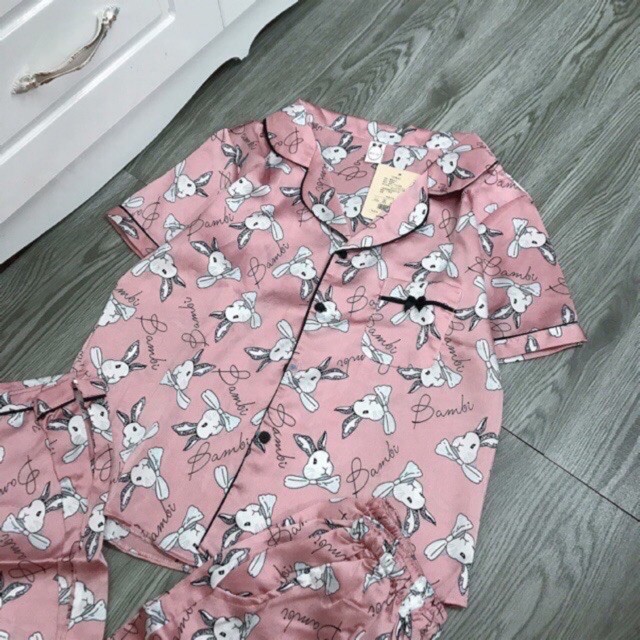 bộ pijama lửng in hình con vật đáng yêu kèm ảnh thật phía sau