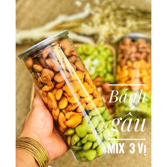 Một lon bánh gấu mix 3 vị thơm ngon