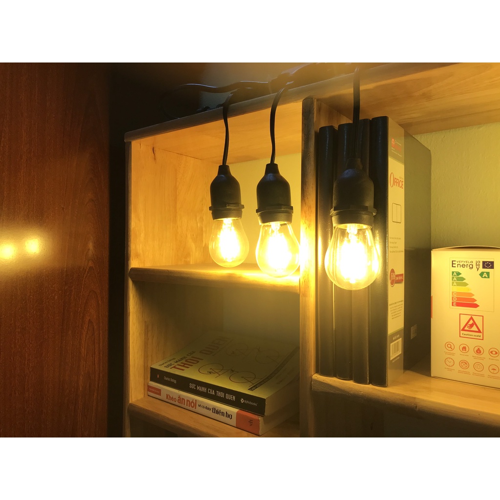 Bóng đèn sợi tóc edison g45 ánh sáng vàng dùng tong trang trí quán cà phê nhà hang quán ăn trang trí nội thất