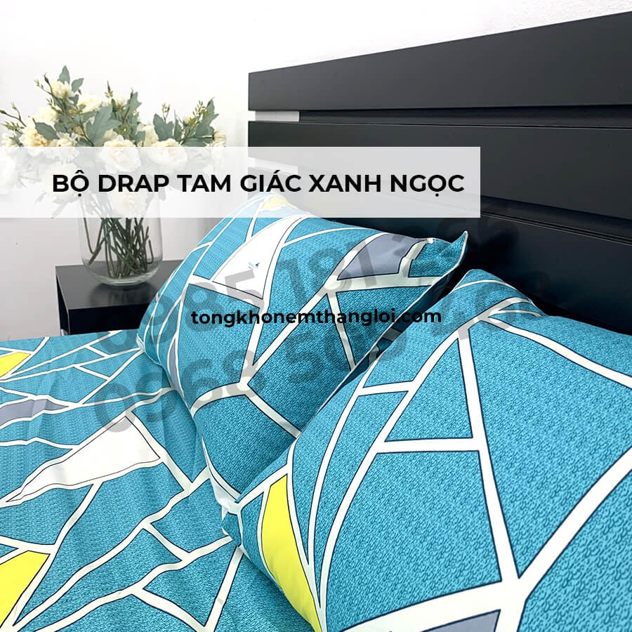 [Ảnh Thật] Tam Giác Xanh Ngọc - Bộ Drap Cotton 4 món Thắng Lợi Chính Hãng