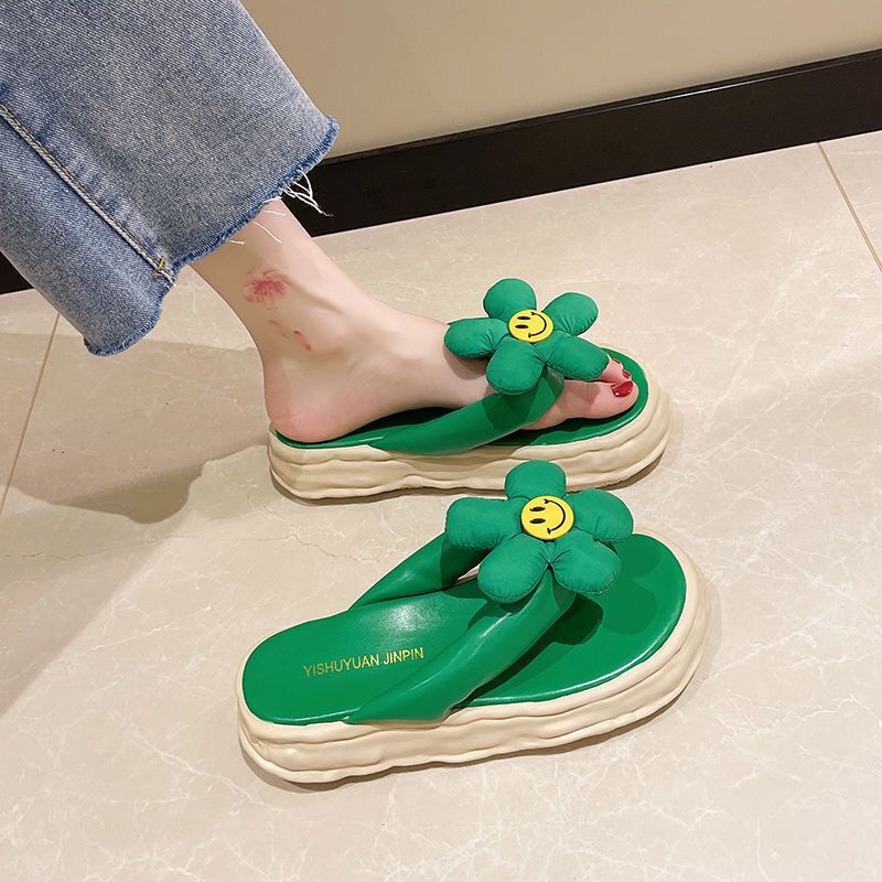 Dép Đế Dày Đính Hoa Thiết Kế Thoải Mái Cho Nữ