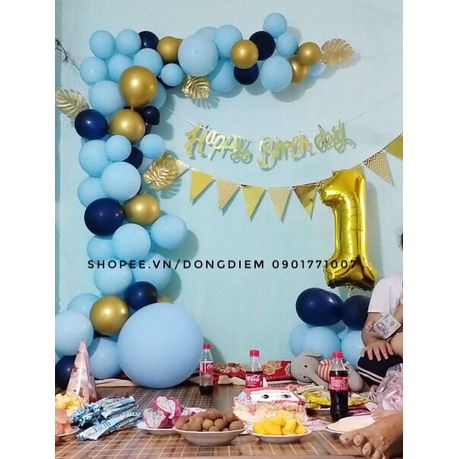 Set bóng trang trí sinh nhật Mon Party màu xanh pastel trang trí sinh nhật tại nhà bé