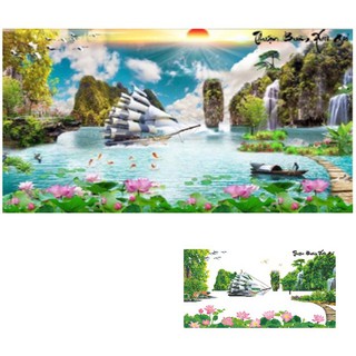 TRANH ĐÍNH ĐÁ Thuận Buồm Xuôi Gió Phong Cảnh LV324 |125x75cm| - Chưa đính