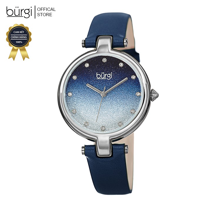 Đồng hồ thời trang nữ Burgi BUR225BU Mặt Số Ombre Xanh Dương Dây Da 34mm