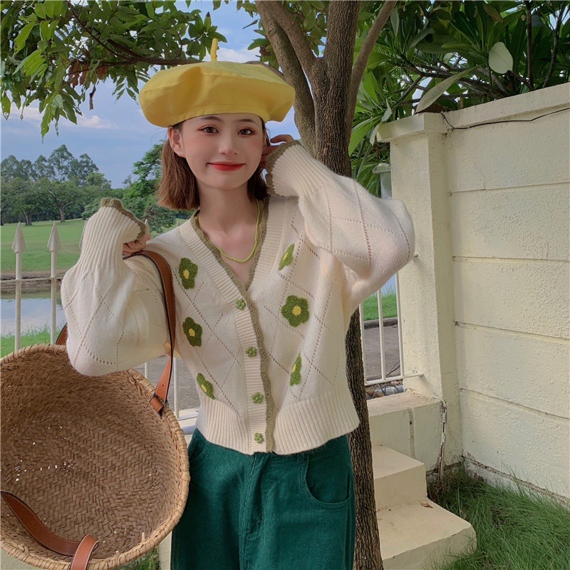 Áo cardigan nữ, cardigan nữ dáng ngắn chất len loại dày phong cách Hàn Quốc ảnh thật