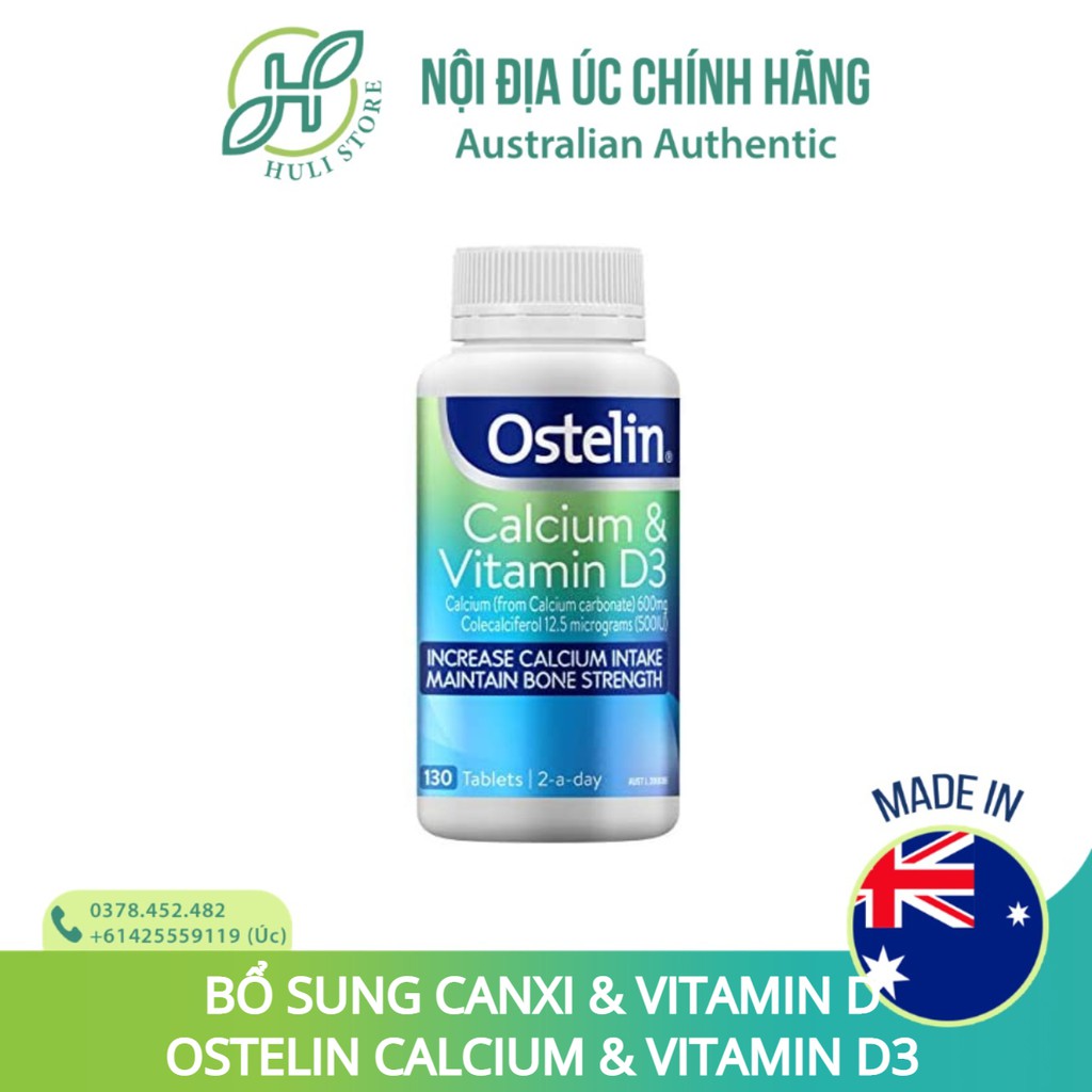  Thuốc bổ sung canxi và vitamin D cho bầu và người lớn tuổi Ostelin Canxi & Vitamin D3