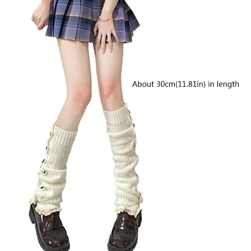 Tất chân giữ ấm phối ren phong cách lolita dễ thương đáng yêu dành cho nữ