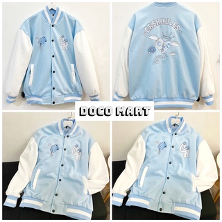Áo khoác bomber nữ jacket họa tiết thêu chất nỉ bông dày 2 lớp dễ phối đồ
