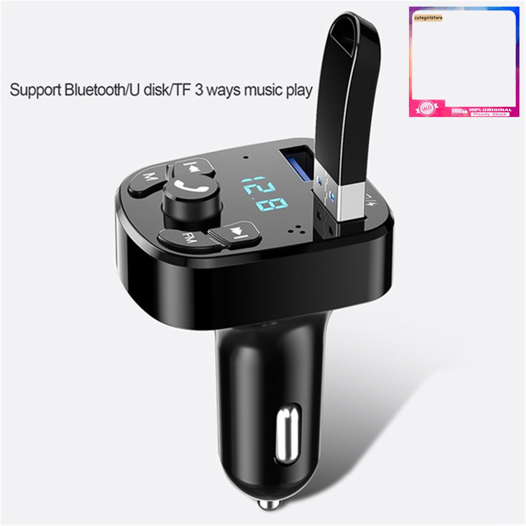 Tẩu sạc nhanh cổng USB kép Bluetooth 5.0 phát FM nghe nhạc MP3 dành cho xe hơi QCDZ