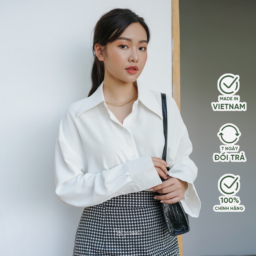 Áo sơ mi trắng nữ công sở lụa mềm cổ bản to thời trang xu hướng 2021 Harriet designing - Montreal shirt