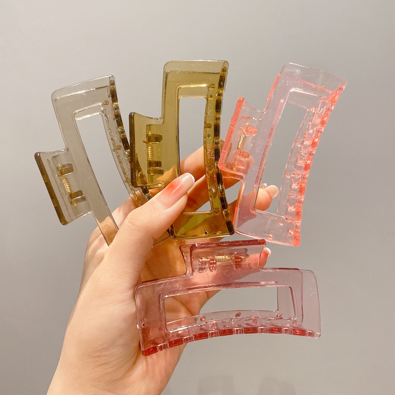 Kẹp Tóc Trong Suốt Hình Vuông Cỡ Lớn Kiểu Hàn Quốc Thanh Lịch