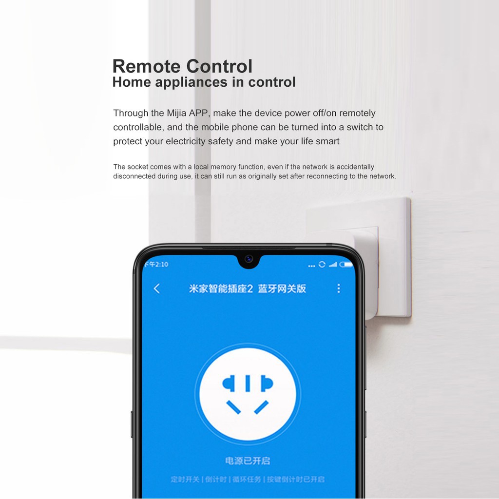 ♠Ổ Điện Wifi Thông Minh Xiaomi Mijia 2 Bluetooth Phiên Bản Cổng Mở Rộng Điều Khiển Từ Xa Với Ứng Dụng Mi Home