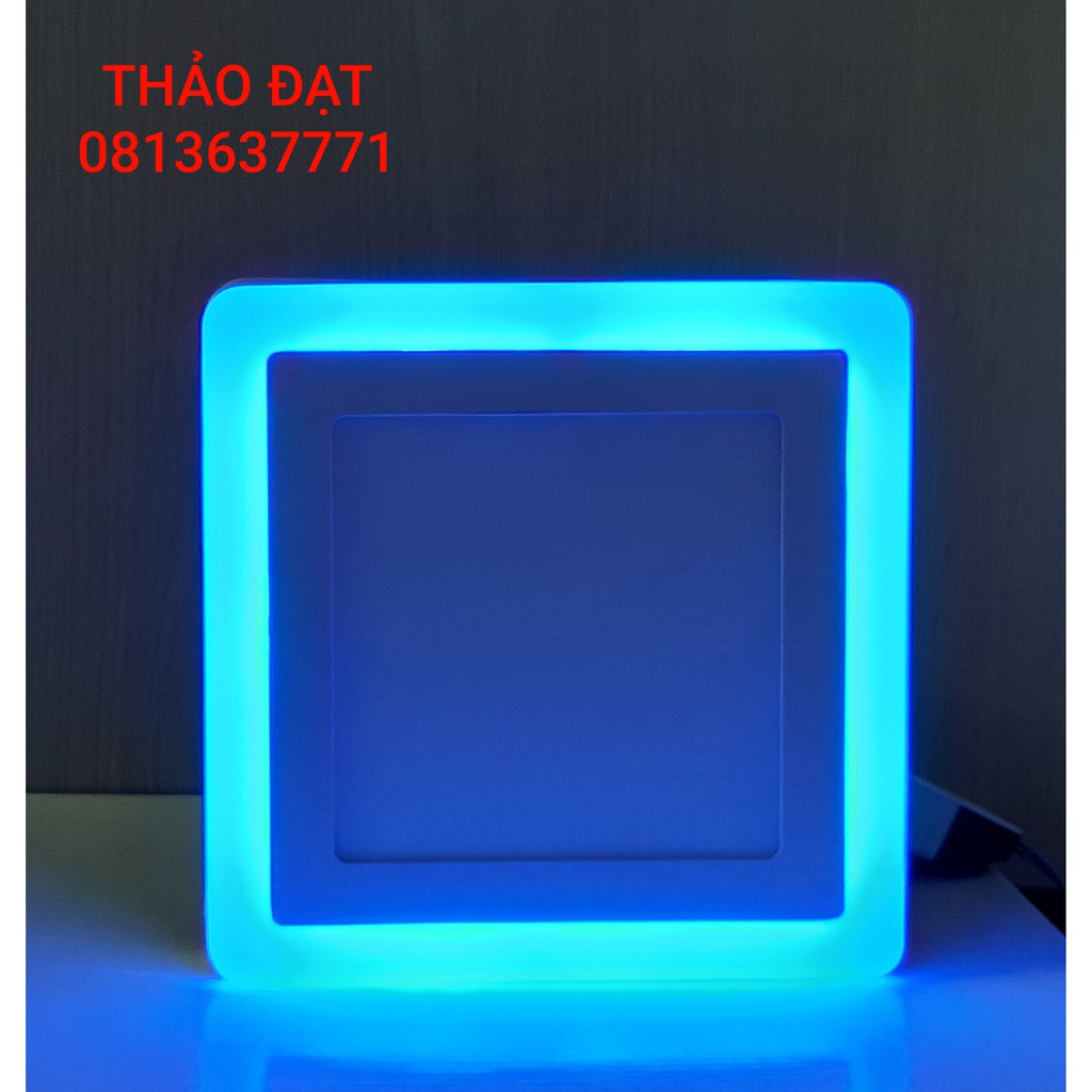 ĐÈN LED ỐP TRẦN VUONG VIỀN XANH DƯƠNG 3 CHẾ ĐỘ MÀU: 12W+4W