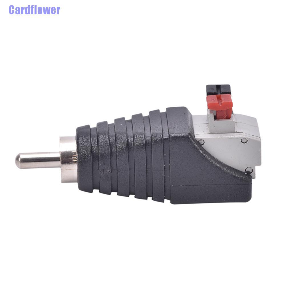 Cardflower  New 2PCS Speaker Wire A/V Cable to Audio Male RCA Connector Adapter Jack Press Plug