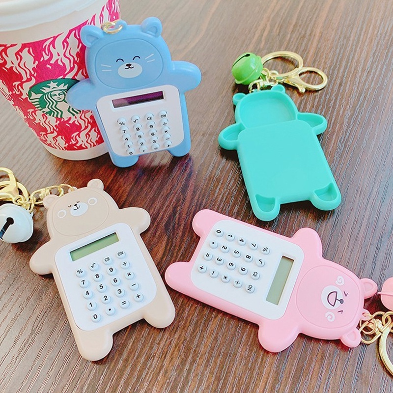 Móc Chìa Khóa Hình Con Gấu Tích Hợp Máy Tính Mini Rất Thời Trang