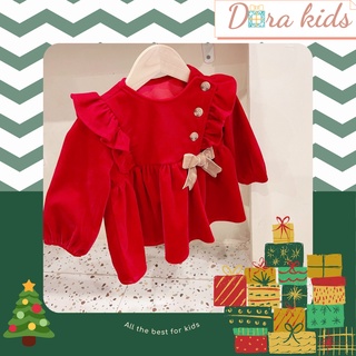Váy bé gái váy đầm diện Noel, Tết, váy nhung công chúa cho bé