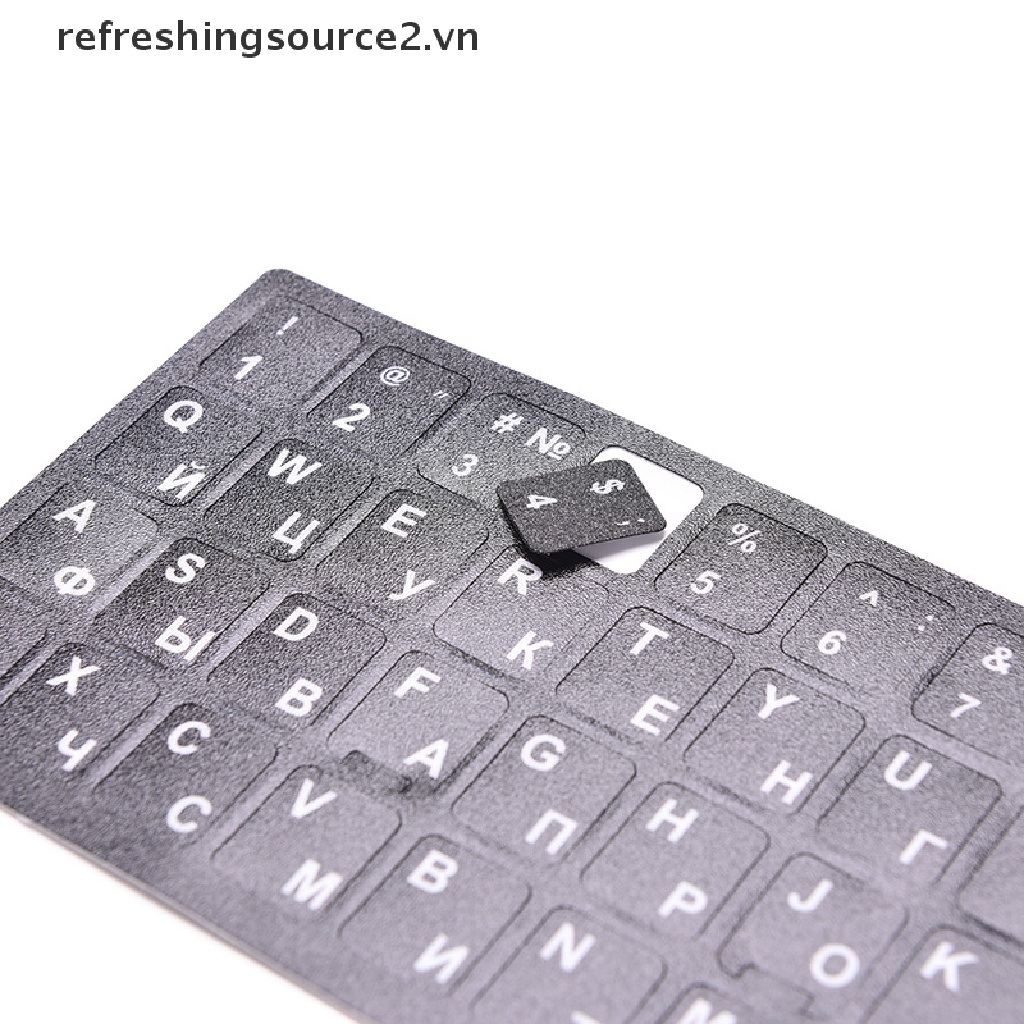 Bộ 2 Miếng Dán Bàn Phím Máy Tính in Chữ Tiếng Nga Màu Trắng Và Đen