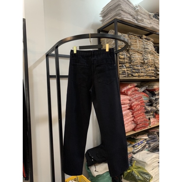 QUẦN JEANS ỐNG RỘNG NAM NỮ T-A-N DÁNG SUÔNG PHONG CÁCH HÀN QUỐC-QJI021-THỜI TRANG UNISEX-Full size hình in,màu đen