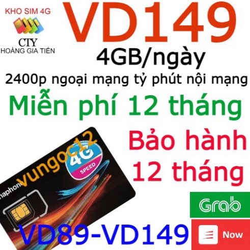 SIÊU GIẢM GIÁ SIM 4G VINA VD149 KM 4GB/NGÀY VÀ VD89 KM 2GB/NGÀY XÀI TRỌN GÓI 1 NĂM KHÔNG TỐN PHÍ DUY TRÌ ....