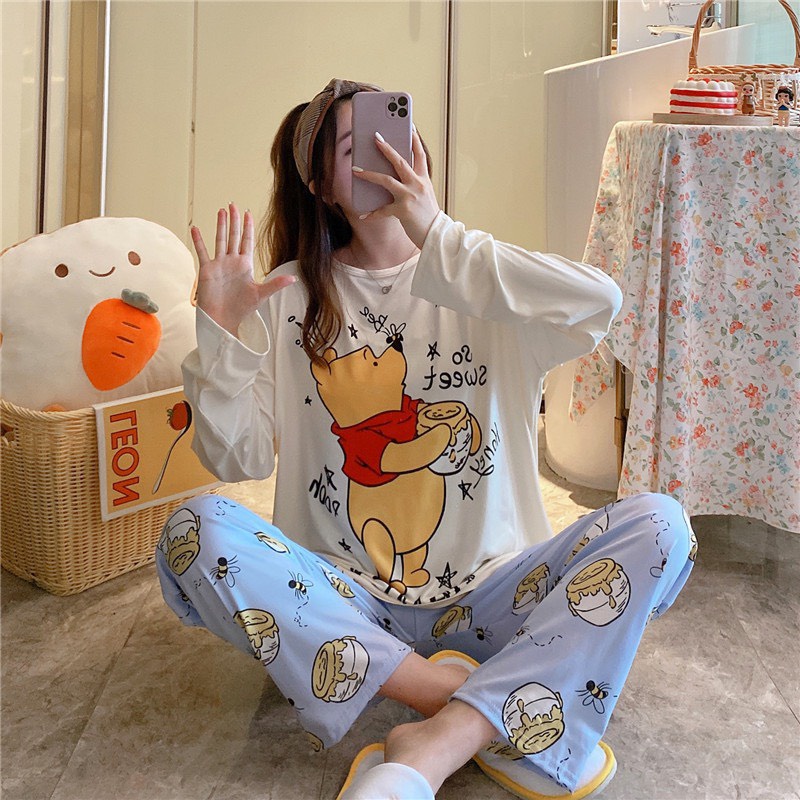 [BỘ PIJAMA] Bộ Mặc Nhà Thu Đông, Bộ Đồ Ngủ Nữ Chất Cotton Hình Dễ Thương | BigBuy360 - bigbuy360.vn