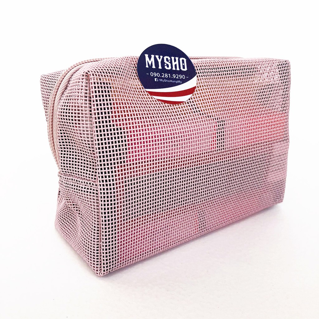 Túi mỹ phẩm lưới màu hồng và đen - Victoria's Secret USA
