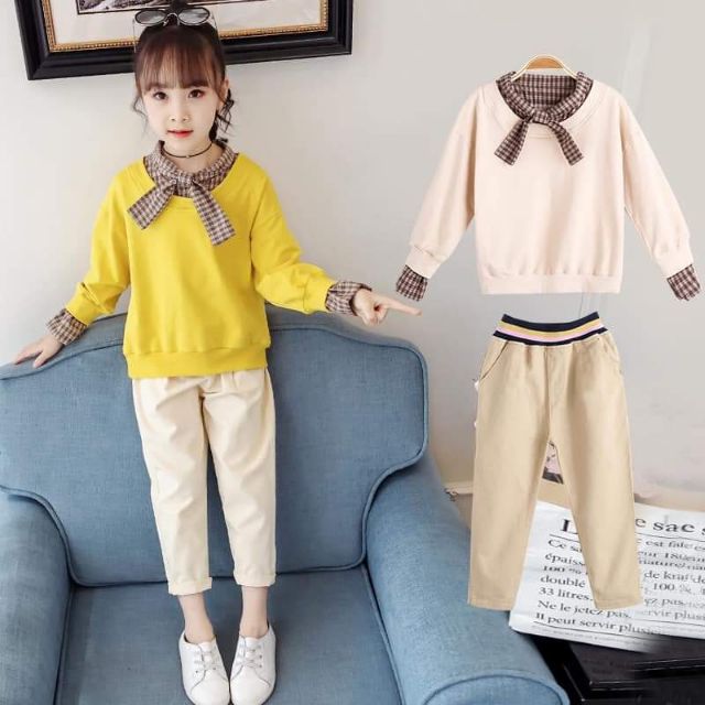 Sét nỉ cổ nơ