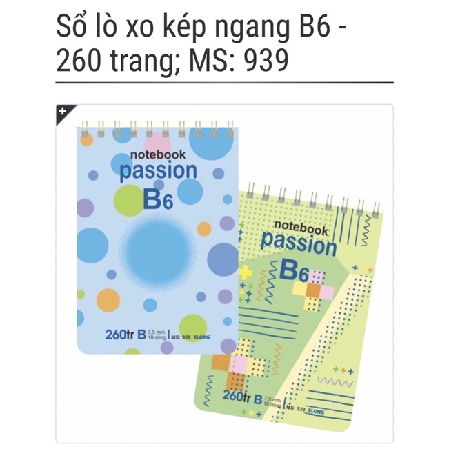 KLONG - Sổ tay gáy lò xo KÉP/ lò xo ĐƠN ngang B6 - 260 trang; MS: 939 / 949🐻🌸