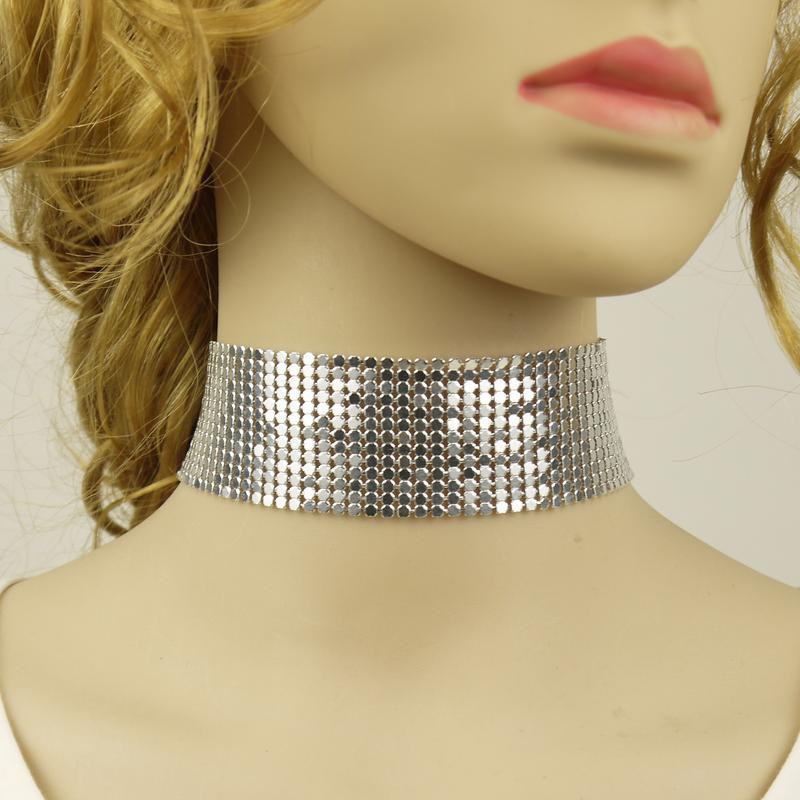Dây chuyền Choker nữ dạng lưới rộng Sequins