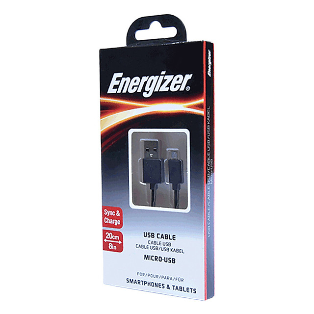 Cáp Micro USB Energizer CL C12UBMCBBK4 (20cm) - Hàng Chính Hãng