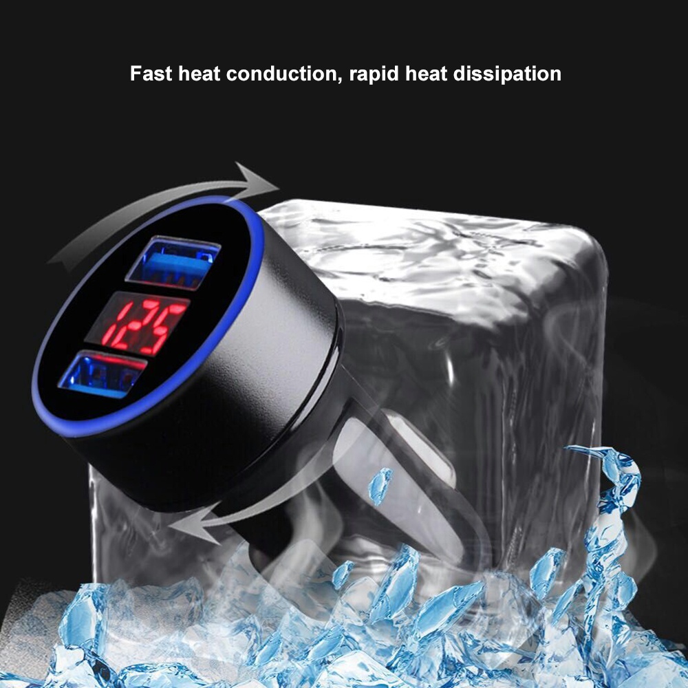 12-24V Car Phone Charger 2 Ports Cigarette Socket Lighter Fast Charging LCD Display Autolader Led Display Voltmeter 3.1A Dual Usb Voor Telefoon Oplader Power Adapter Splitter Voor