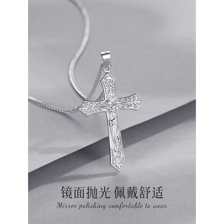 Vòng cổ Bằng Thép Không Gỉ Mặt Thánh Giá Màu Bạc Dành Cho Cặp Đôi
