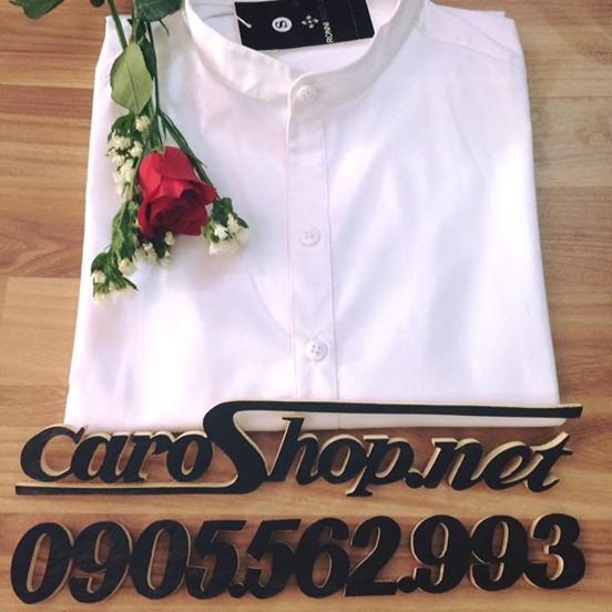 Áo sơ mi cặp tay ngan cổ trụ màu trắng siêu hot figtree