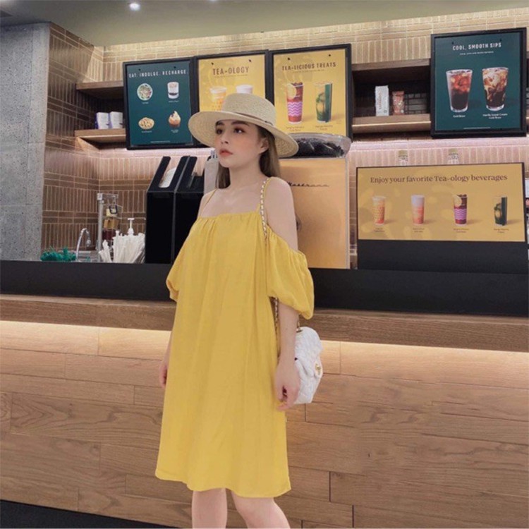 Váy Đũi 2 Dây Đầm Trễ Vai Dáng Suông Chất Đũi Lụa | BigBuy360 - bigbuy360.vn