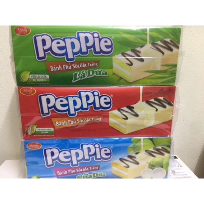 Bánh Peppie Richy Phủ Socola Trắng 💥 FREESHIP 💥 Bánh Bông Lan Vị Dừa, Dứa, Dâu