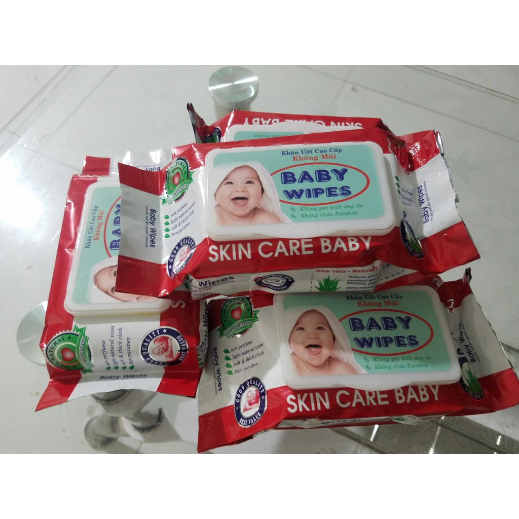 giấy ướt baby wipes KHÔNG MÙI 80 gr giá rẻ mẫu mới