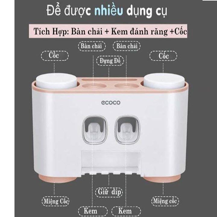 Bộ nhả kem đánh răng kèm 4 cốc cao cấp ECOCO E1802