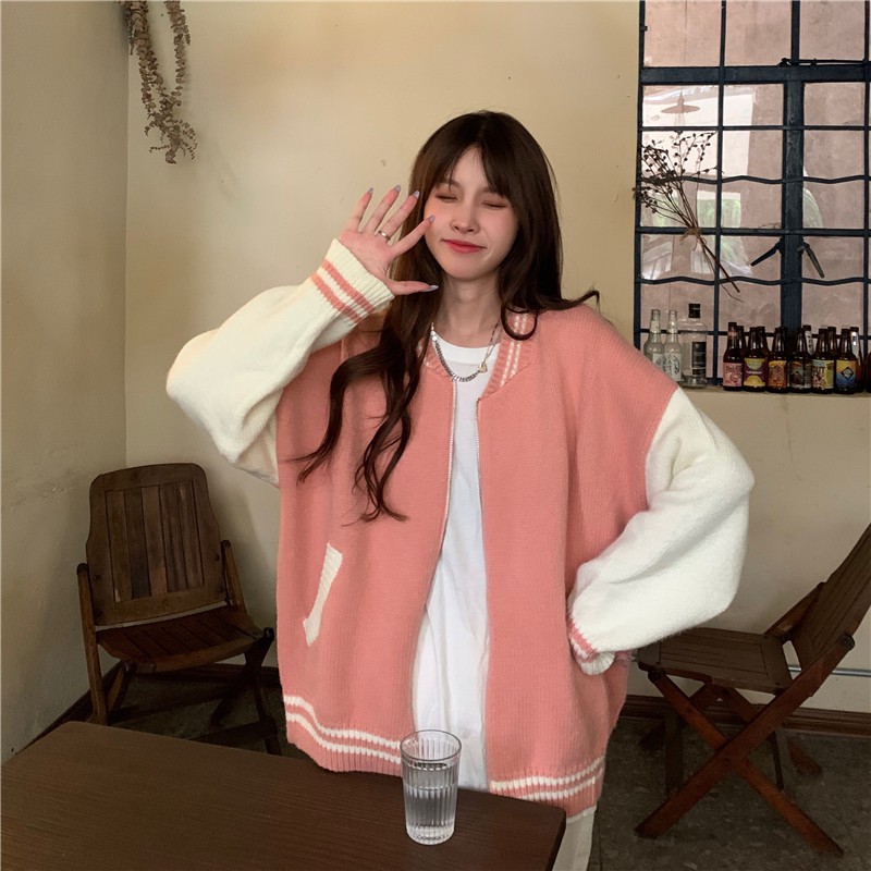 (A1006) áo khoác len cardigan dáng bóng chày freesize 2 màu | BigBuy360 - bigbuy360.vn