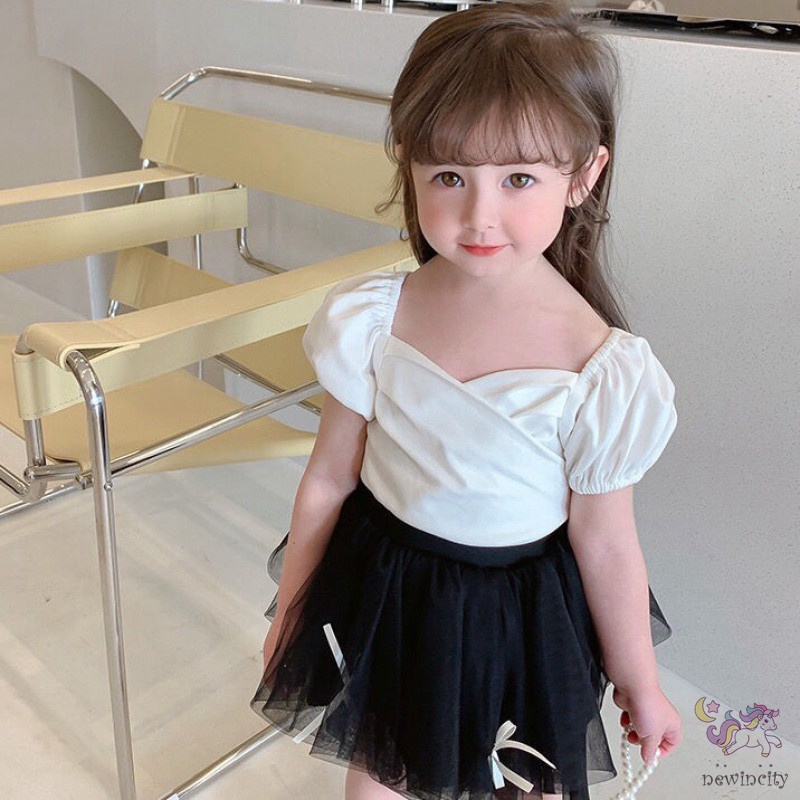 Áo tay ngắn phong cách Retro Hàn Quốc xinh xắn dành cho bé gái