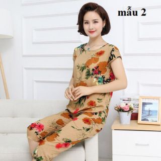 Bộ mặc nhà vải đũi mát cho mẹ