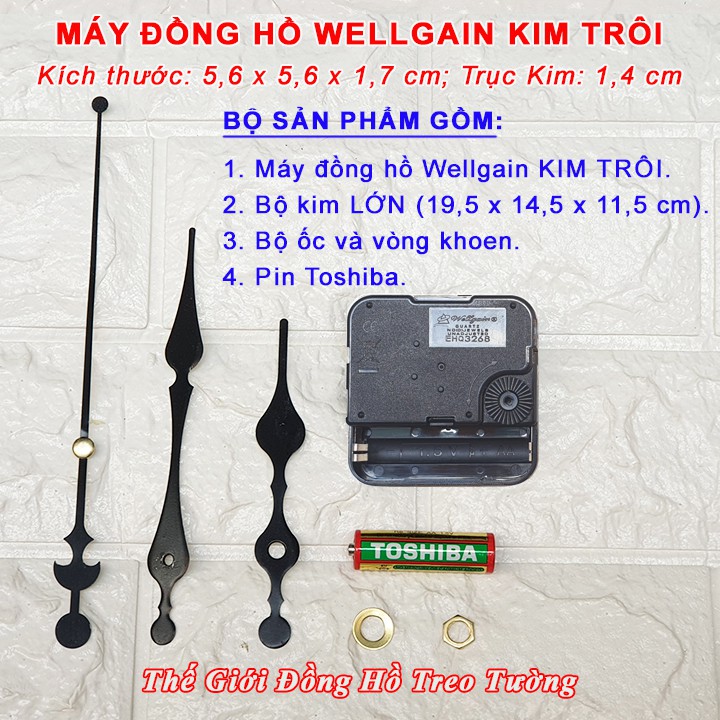 Máy Đồng Hồ WELLGAIN EHQ CAO CẤP KIM TRÔI – Bộ KIM ĐẠI / HOA VĂN – Tặng Pin AA Vỏ Nhôm – Bảo Hành 1 Năm