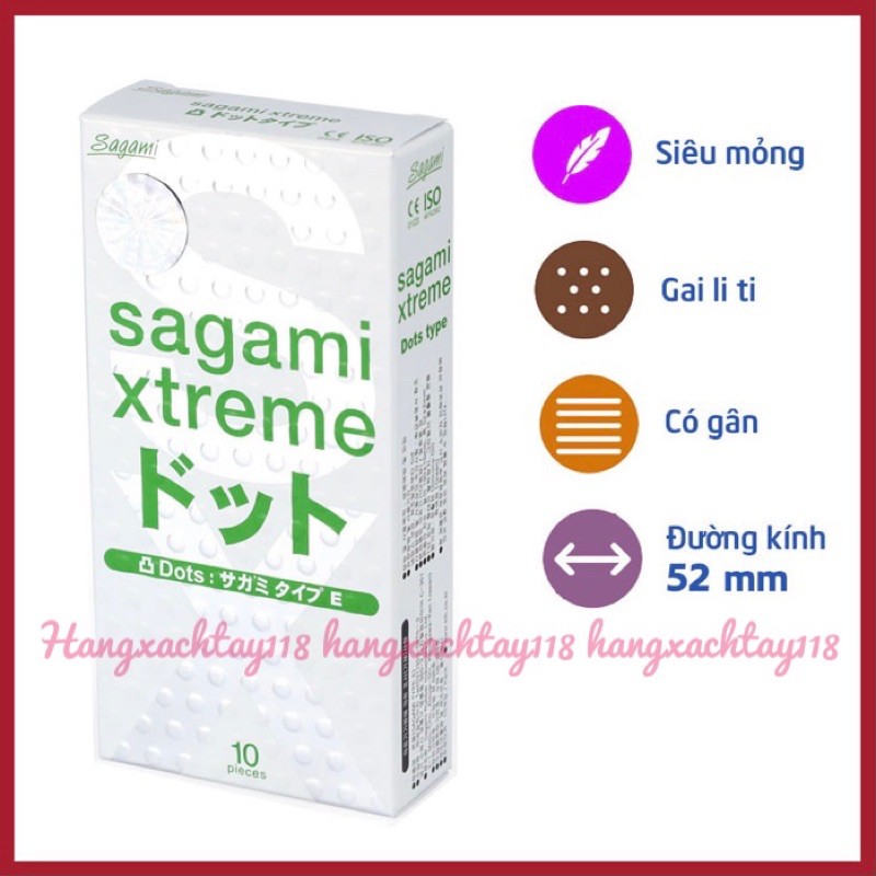 [CHÍNH HÃNG] Bao cao su có gai Sagami Xtreme Dots Type HỘP 10 cái